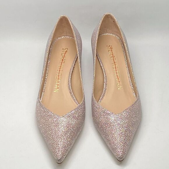 Stuart Weitzman Metallic Kitten-Heel Pumps size 6.5 - Picture 2 of 9